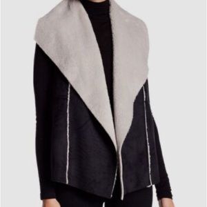 Susan’s Women’s Black Owl Faax Sheraling & Faux Suede Vest